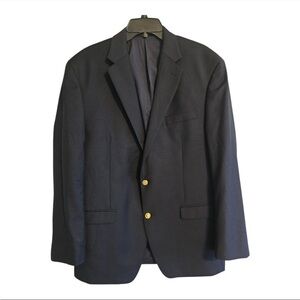Lauren Ralph Lauren Sports Coat Men 44L Navy Blue Wool Gold Button Career
